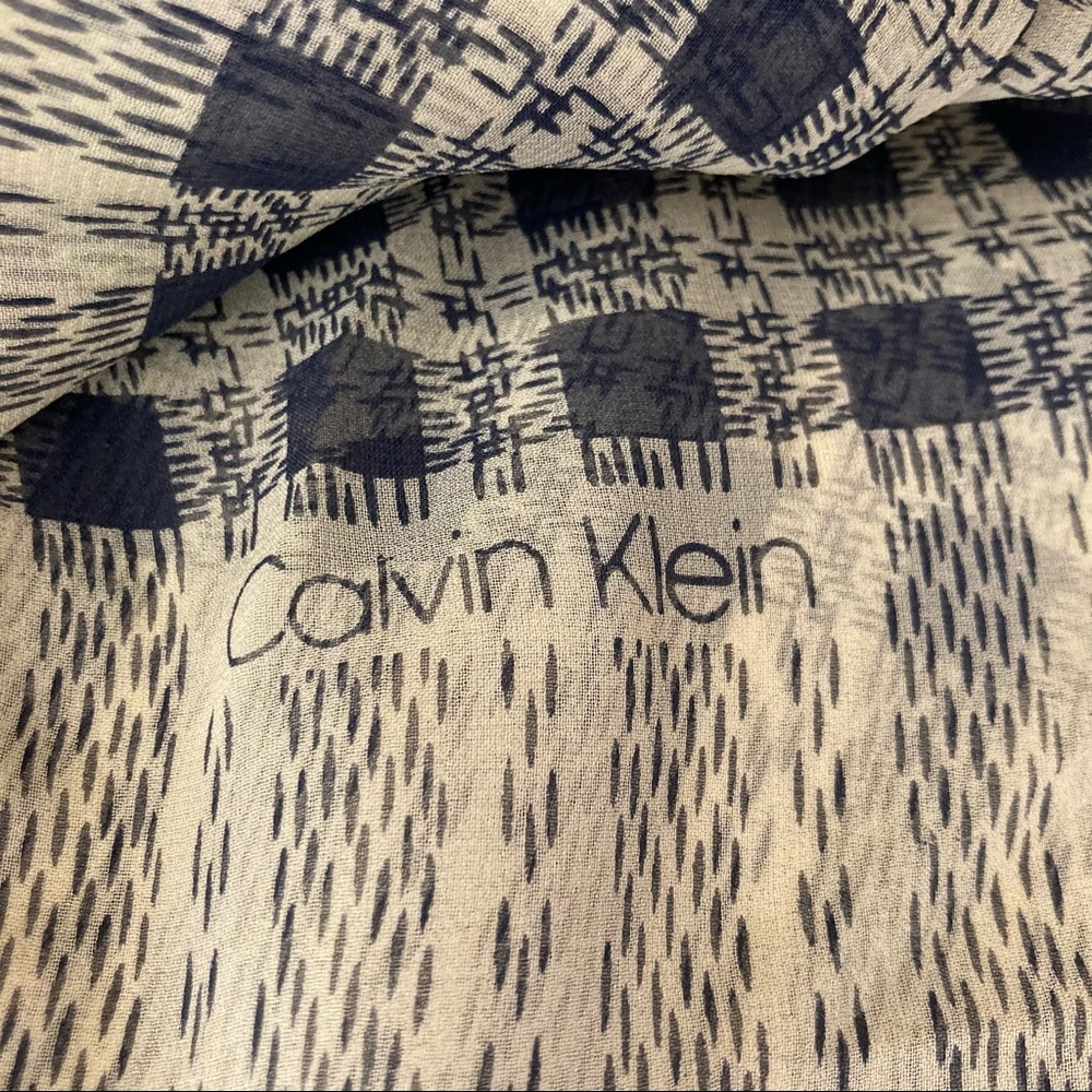 Vintage Calvin Klein Scarf Checkered Blue White 1980’s